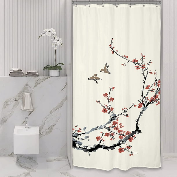 Details about   Japanese Castle Cherry Blossom Fuji Mount Waterproof Fabric Shower Curtain Set